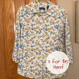 Karen Scott Floral Button Down